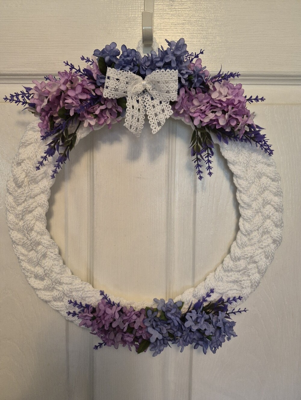 Wreath, Braided Rope Decor with Lavender Lilac Accents